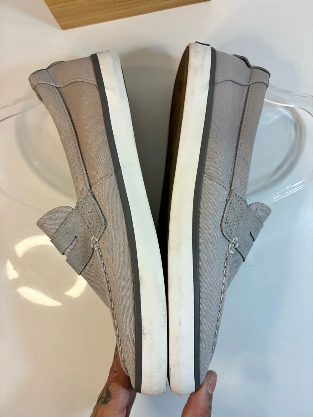 Sperry Men’s Light Gray Canvas Penny Boat Shoes